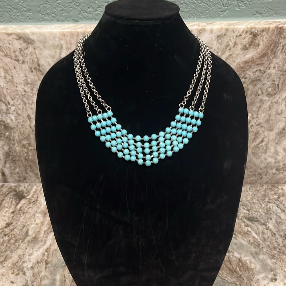 Beautiful faux turquoise with stainless steel.